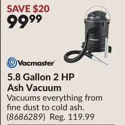Princess Auto 5.8 Gallon 2 HP Ash Vacuum offer