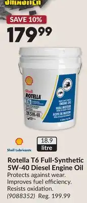 Princess Auto Rotella T6 Full-Synthetic 5W-40 Diesel Engine Oil offer