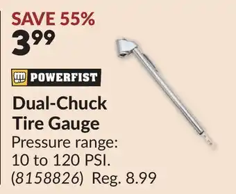 Princess Auto Dual-Chuck Tire Gauge offer