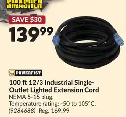 Princess Auto 100 ft12/3 Industrial Single- Outlet Lighted Extension Cord offer