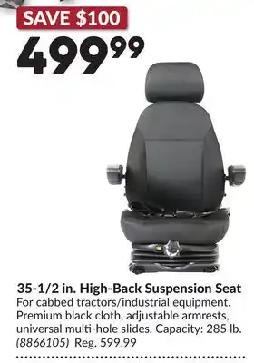 Princess Auto 35-1/2 in. High-Back Suspension Seat offer