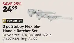 Princess Auto 3 pc Stubby Flexible- Handle Ratchet Set offer