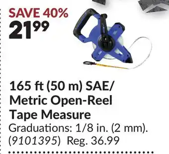 Princess Auto 165 ft(50 m) SAE/ Metric Open-Reel Tape Measure offer