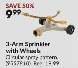 Princess Auto 3-Arm Sprinkler with Wheels offer