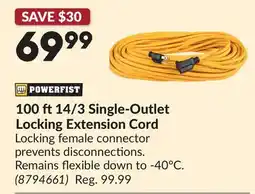 Princess Auto 100 ft14/3 Single-Outlet Locking Extension Cord offer