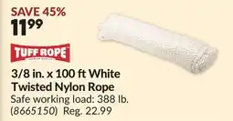 Princess Auto 3/8 in. x 100 ftWhite Twisted Nylon Rope offer