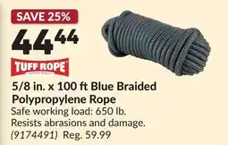 Princess Auto 5/8 in. x 100 ftBlue Braided Polypropylene Rope offer