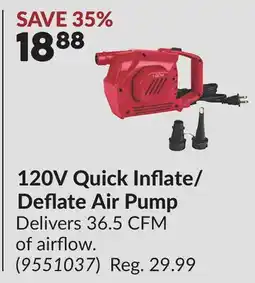 Princess Auto 120V Quick Inflate/ Deflate Air Pump offer