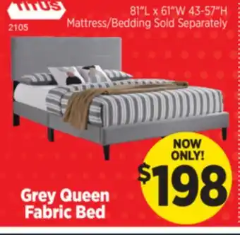 Surplus Furniture Grey Fabric Queen Bed offer