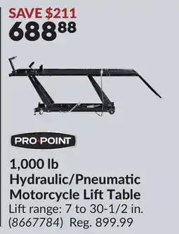 Princess Auto 1,000 lb Hydraulic/Pneumatic Motorcycle LiftTable offer