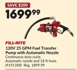 Princess Auto 120V 25 GPM Fuel Transfer Pump with Automatic Nozzle offer