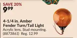 Princess Auto 4-1/4 in. Amber Fender Turn/Tail Light offer