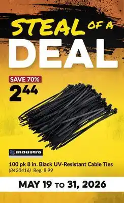 Princess Auto 100 pk 8 in. Black UV-Resistant Cable Ties offer