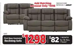 Surplus Furniture First Base Gunmetal Reclining Sofa offer