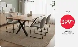 Meubles RD Compas - Rectangular Solid Wood Dining Table - 67 offer