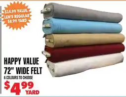 Len's Mill Stores HAPPY VALUE 72 WIDE FELT offer