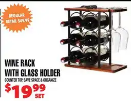Len's Mill Stores WINE RACK WITH GLASS HOLDER offer