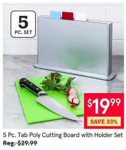 Kitchen Stuff Plus 5 Pc. Tab Poly Cutting Board with Holder Set offer