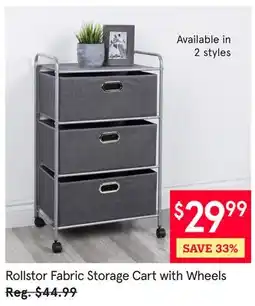Kitchen Stuff Plus Rollstor Fabric Storage Cart with Wheels offer