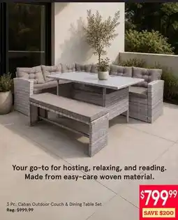 Kitchen Stuff Plus 3 Pc. Caban Outdoor Couch & Dining Table Set offer