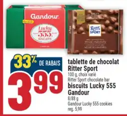 Marché Adonis tablette de chocolat Ritter Sport biscuits Lucky 555 Gandour 8/88 g | Gandour Lucky 555 cookies offer