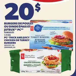 Provigo BURGERS DE POULET OU DINDE ÉPAIS ET JUTEUX PC | PC THICK AND JUICY CHICKEN OR TURKEY BURGERS offer