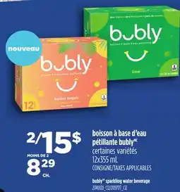 Provigo BOISSON À BASE D'EAU PÉTILLANTE BUBLYMC, 12X355 ML | BUBLYTM SPARKLING WATER BEVERAGE offer