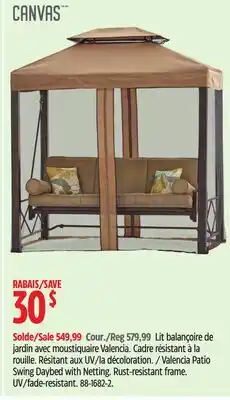 Canadian Tire Valencia Patio Swing Daybed with Netting offer