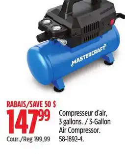 Canadian Tire Mastercraft 3-Gallon Air Compressor offer