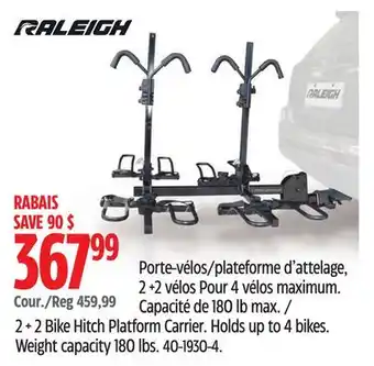 Canadian Tire Raleigh 2 + 2 Bike Hitch Platform Carrier offer