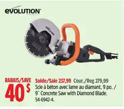 Canadian Tire Evolution 9˝ Concrete Saw with Diamond Blade offer
