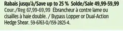 Canadian Tire Fiskars Bypass Lopper or Dual-Action Hedge Shear offer