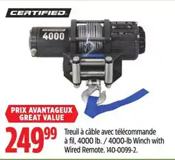 Canadian Tire CERTIFIED 4000-lb Winch with Wired Remote offer