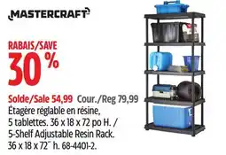 Canadian Tire Mastercraft 5-Shelf Adjustable Resin Rack offer