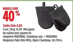 Canadian Tire PADERNO Neoprene Palm Mini Mitts, Black Chambray offer