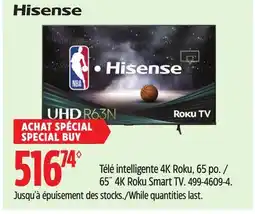 Canadian Tire Hisense 65˝ 4K Roku Smart TV offer
