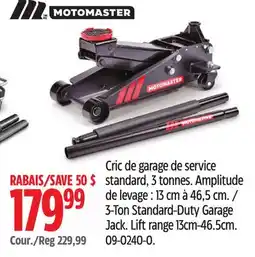 Canadian Tire MOTOMASTER 3-Ton Standard-Duty Garage Jack offer