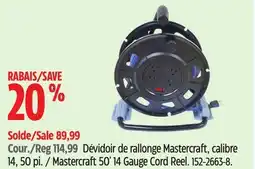 Canadian Tire Mastercraft 50' 14 Gauge Cord Reel offer