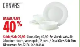 Canadian Tire Opal Glass Soft Rim Dinnerware Set, 12-Pc offer
