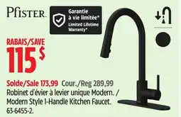 Canadian Tire Pfister Modern Style 1-Handle Kitchen Faucet offer