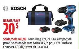 Canadian Tire Bosch 18V Brushless Compact 1⁄2˝ Drill/Driver Kit offer