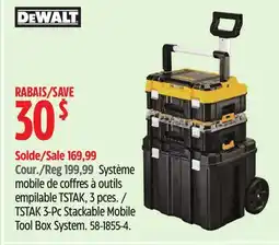 Canadian Tire Dewalt TSTAK 3-Pc Stackable Mobile Tool Box System offer