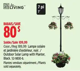 Canadian Tire For Living Outdoor Solar Lamp with Planter, Black offer