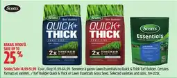 Canadian Tire Scotts Turf Builder Quick & Thick or Lawn Essentials Grass Seed offer