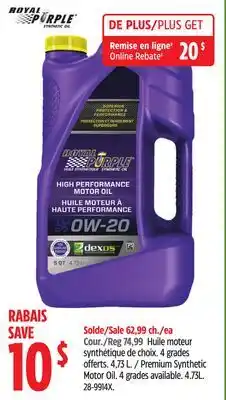 Canadian Tire Premium Synthetic Motor Oil offer