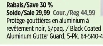 Canadian Tire Black Coated Aluminum Gutter Guard offer