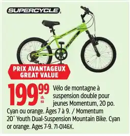 Canadian Tire Supercycle Momentum 20˝ Youth Dual-Suspension Mountain Bike offer