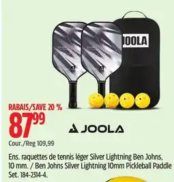 Canadian Tire Joola Ben Johns Silver Lightning 10mm Pickleball Paddle Set offer