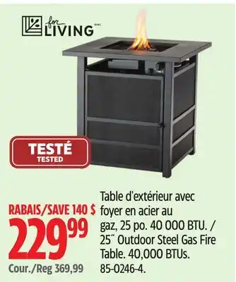Canadian Tire For Living 25˝ Outdoor Steel Gas Fire Table offer