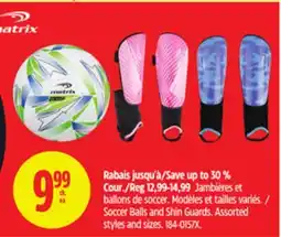 Canadian Tire Matrix Soccer Balls and Shin Guards offer